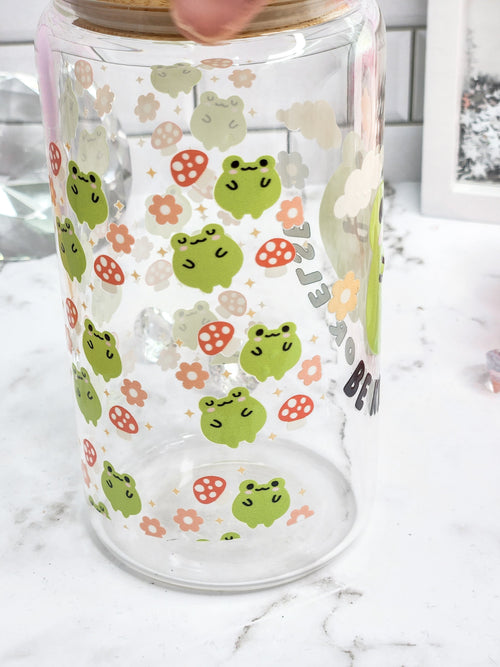 Be Kind Froggie 16 oz libbey glass can