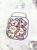 A jar of cuteness- axolotyl stickers