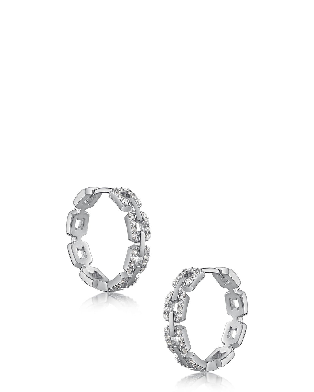 Pave Delicate Link Hoop Earrings