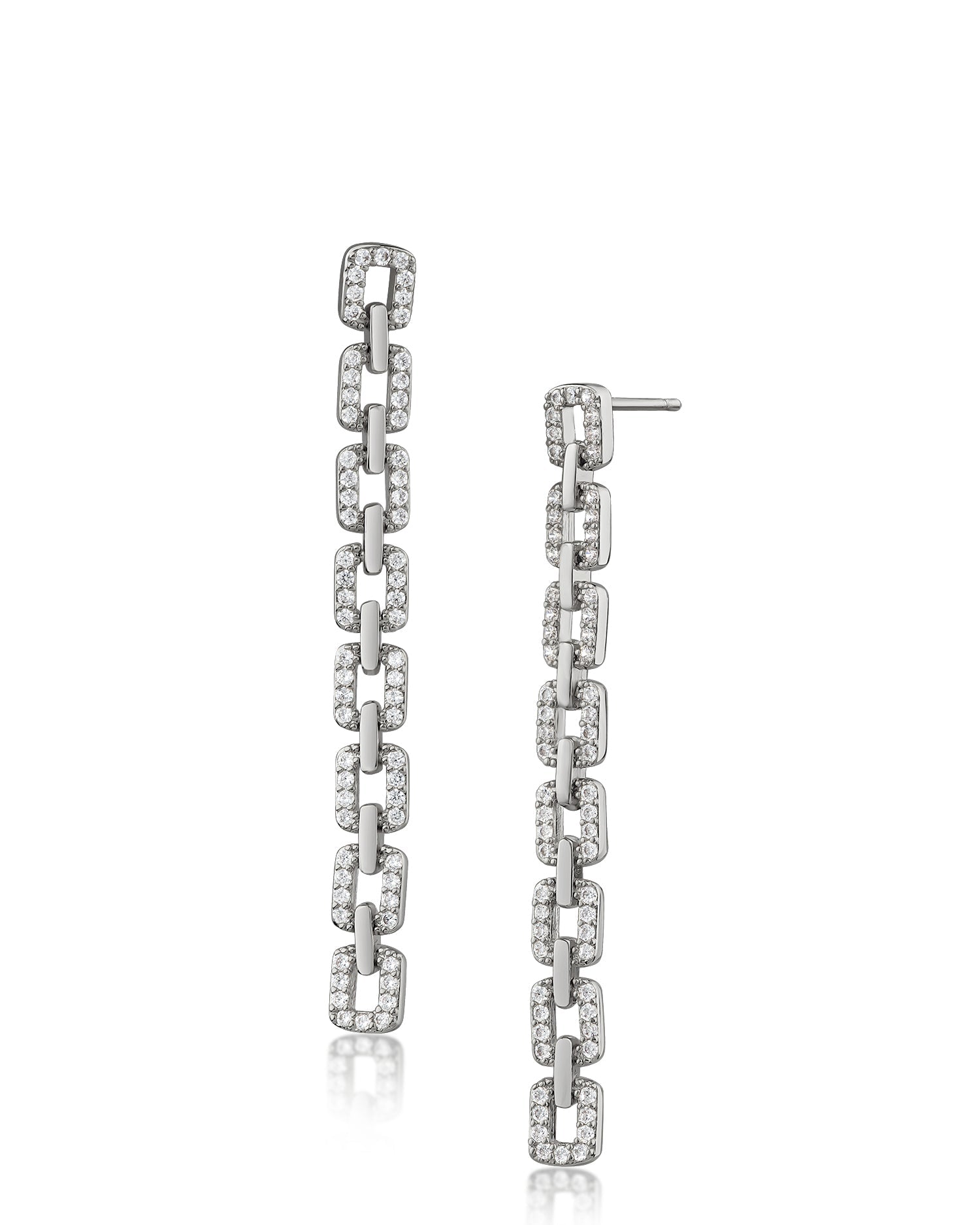 CZ Delicate Link Drop Earrings