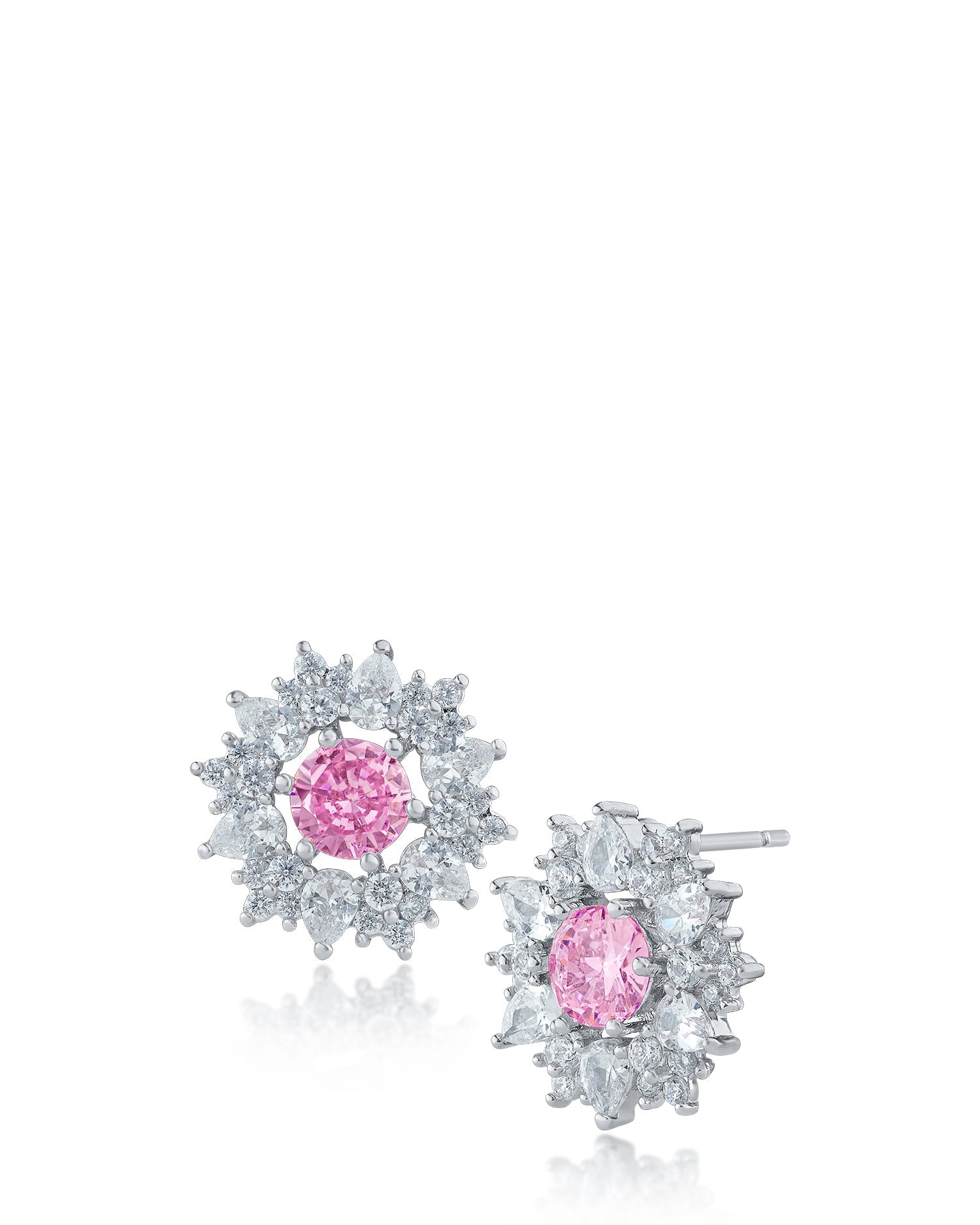 Round and Pear CZ Starburst Earring
