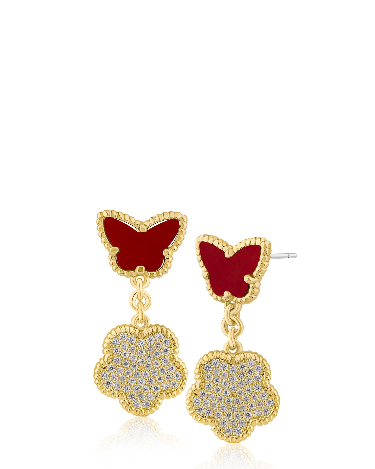Butterfly and Clover Drop Earrings