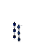 Blue Sapphire CZ Alternating Drop Earrings