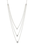 Triple Round CZ Layered Necklace