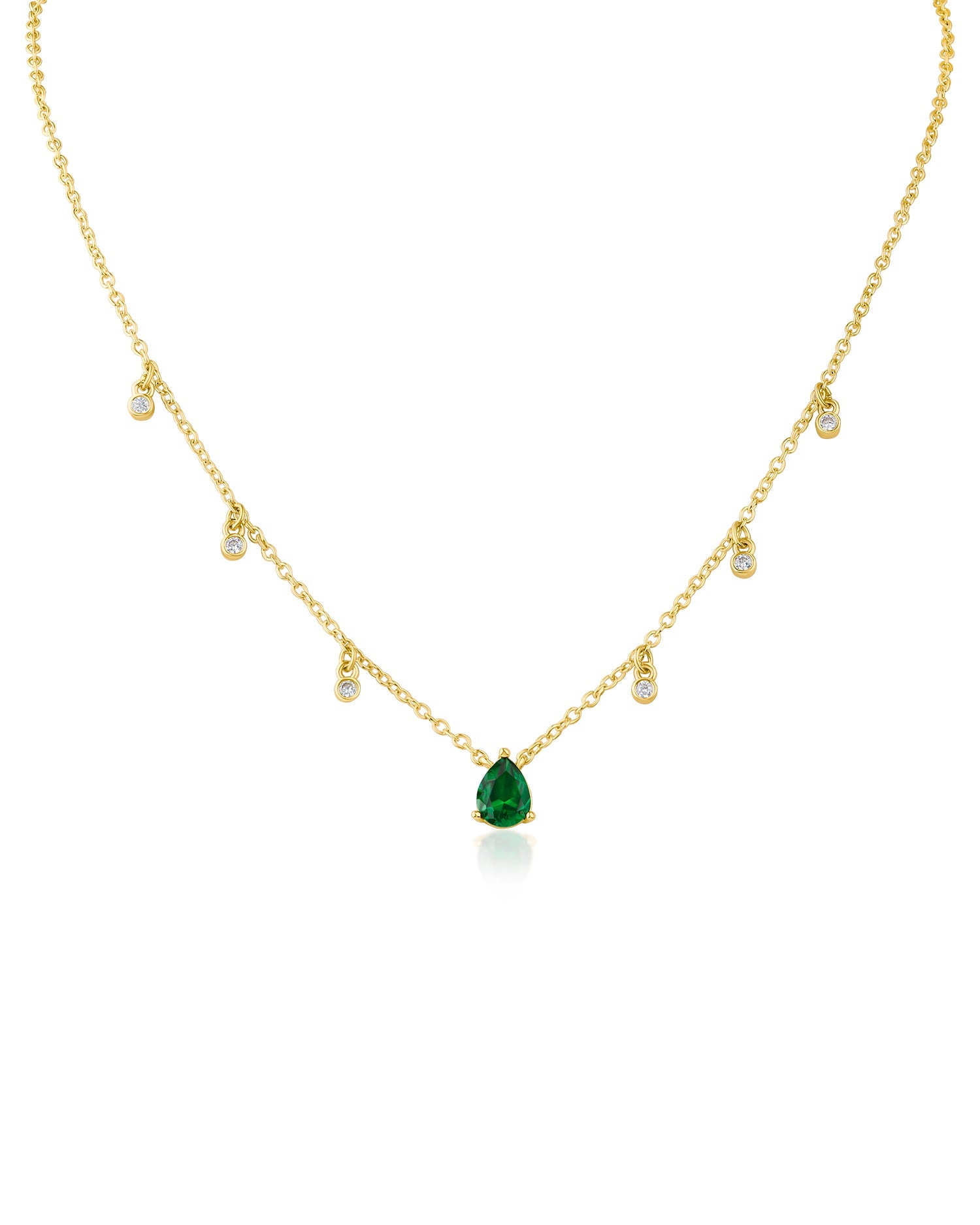 Round and Pear CZ Charm Necklace