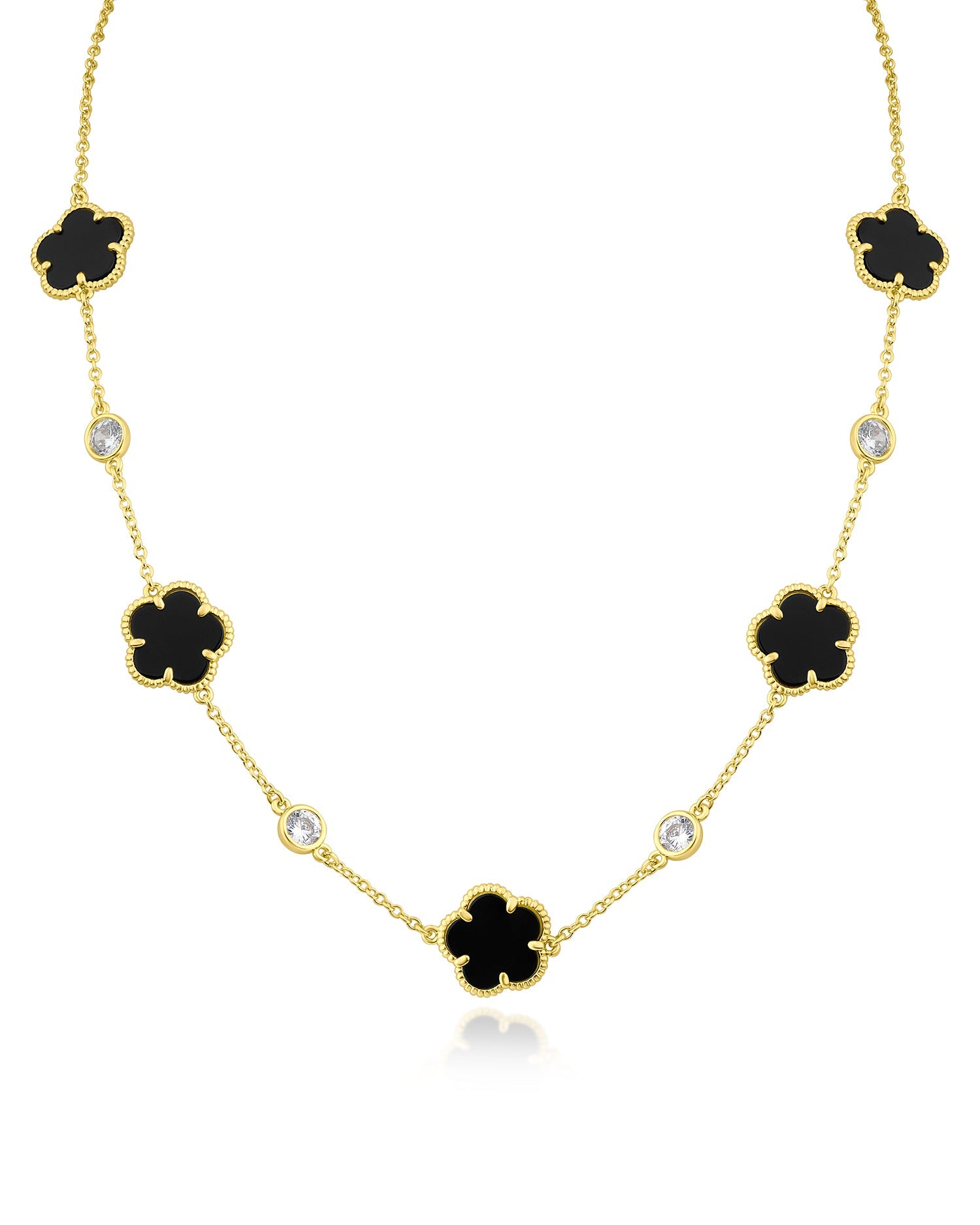Clover and CZ Station Necklace
