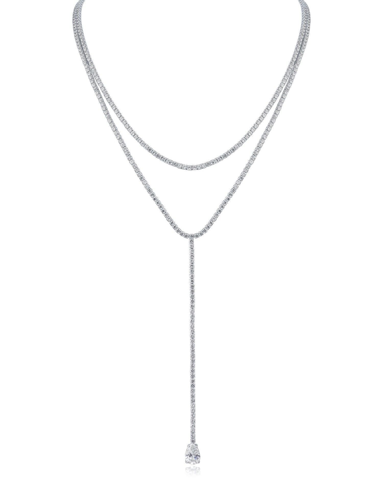 Round CZ Double Layered Y-Necklace