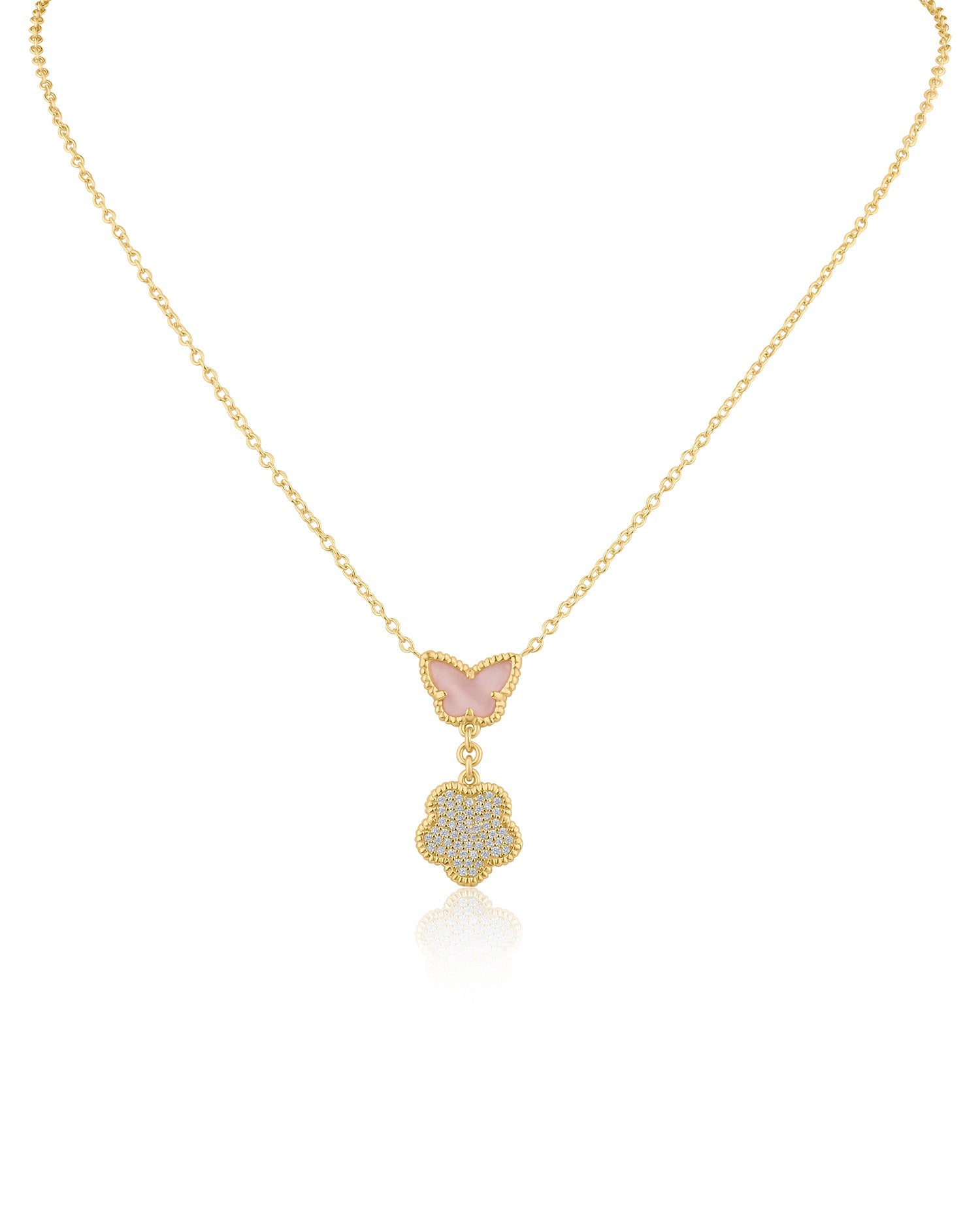Butterfly and Clover Pendant Necklace