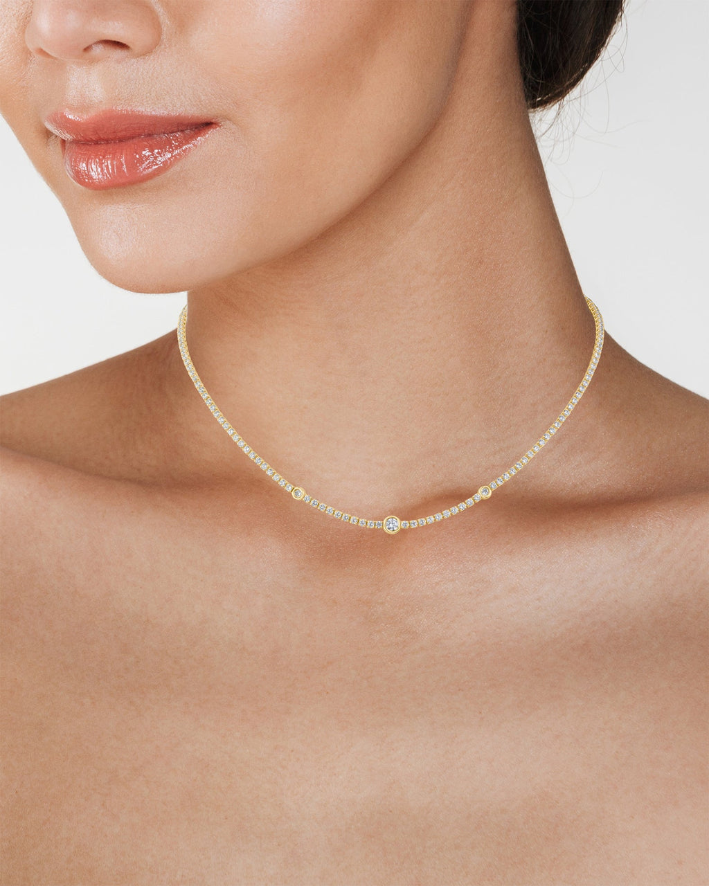 Bezel Station Tennis Necklace