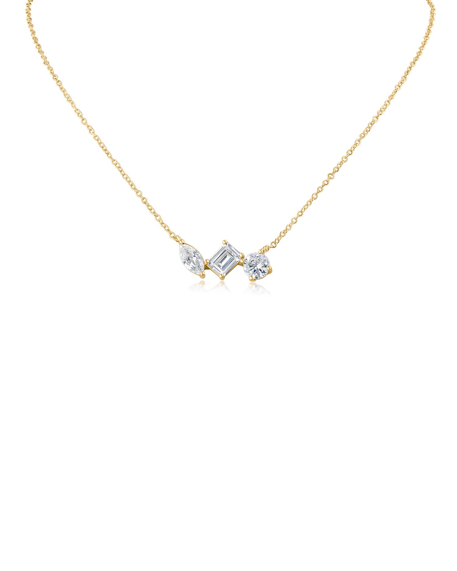 Multi Shape CZ Pendant Necklace