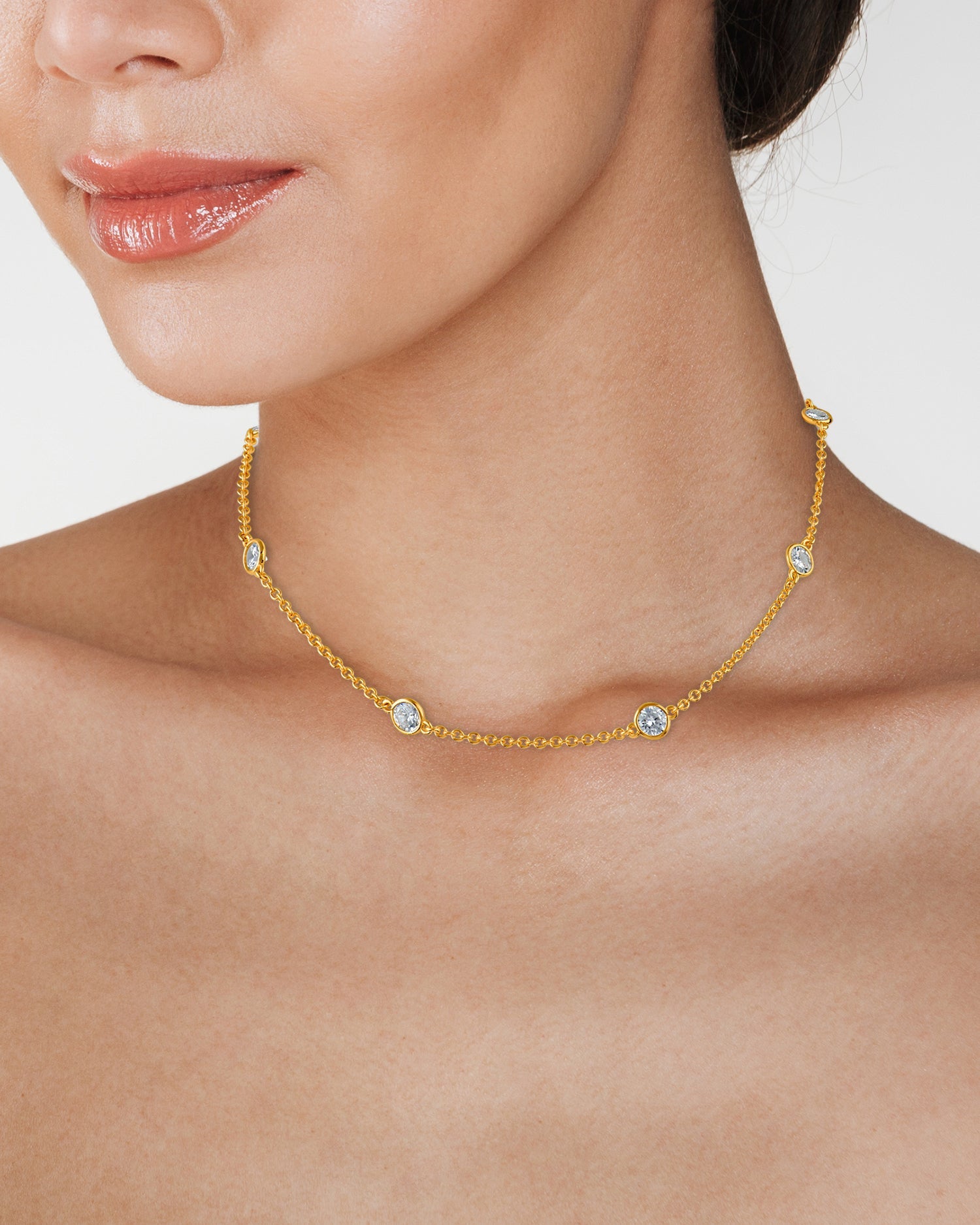 16" Yellow Gold Station Necklace