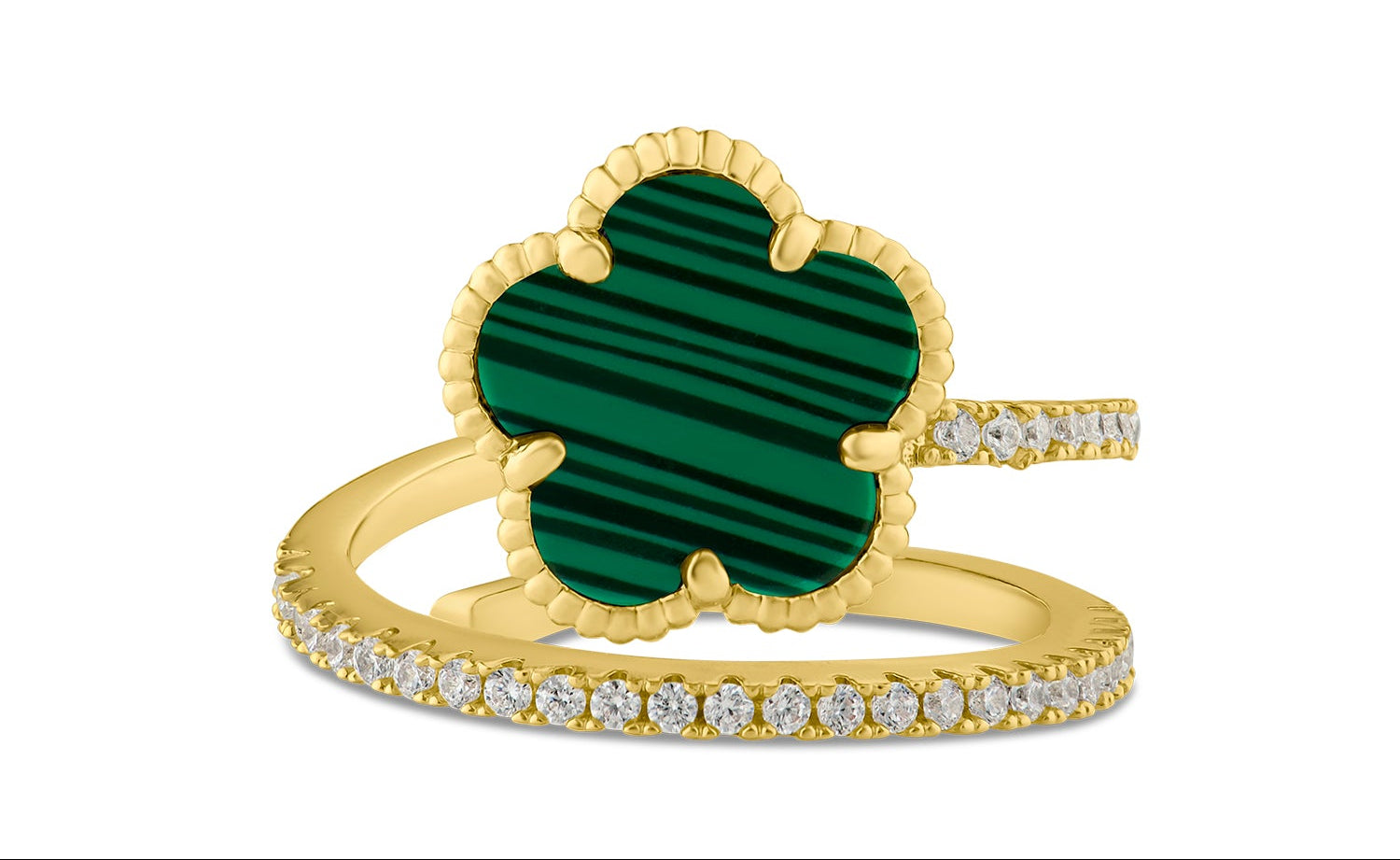 CZ and Clover Wrap Ring