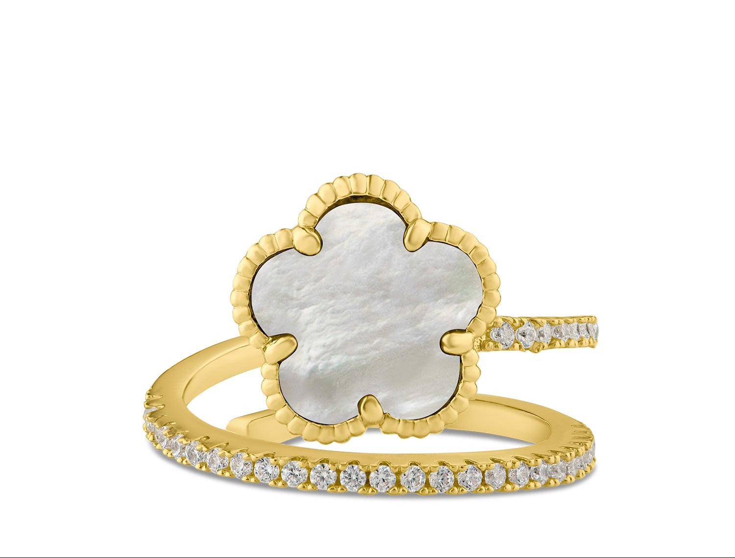 CZ and Clover Wrap Ring