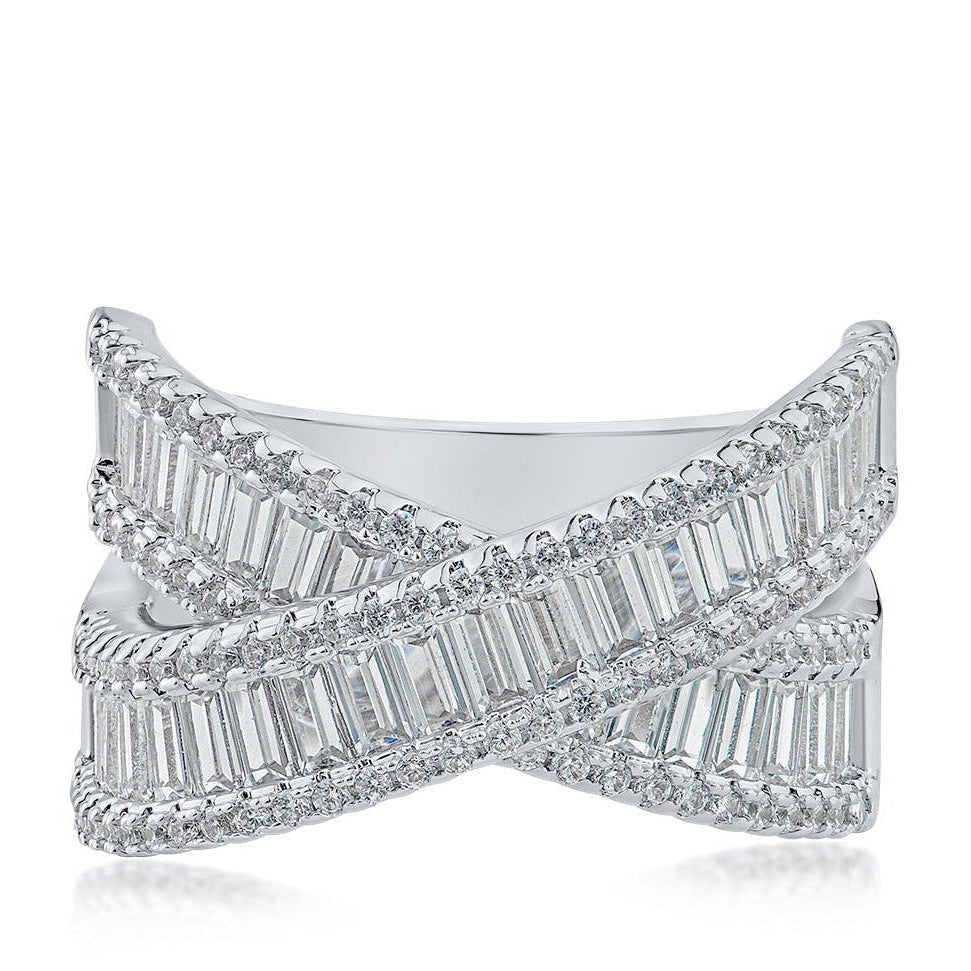 Baguette CZ Interlace Ring