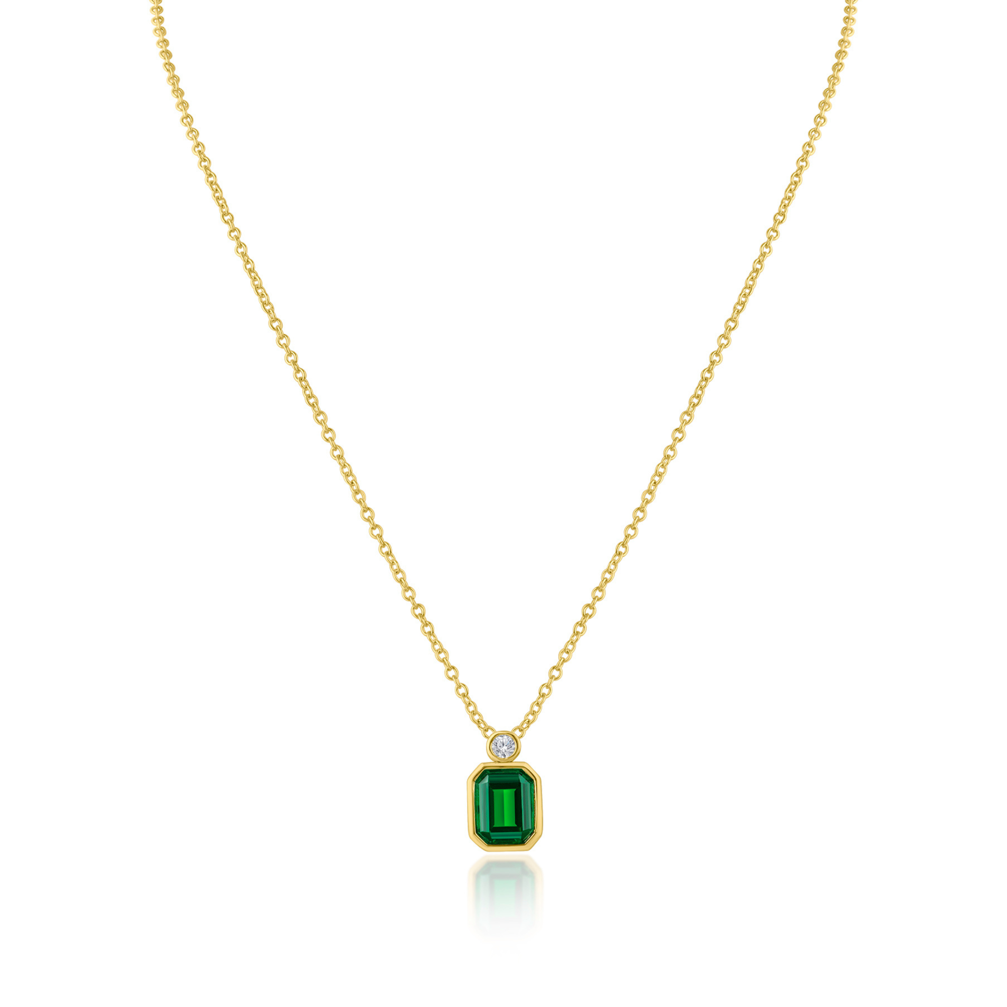 Emerald Bezel Set Pendant Necklace