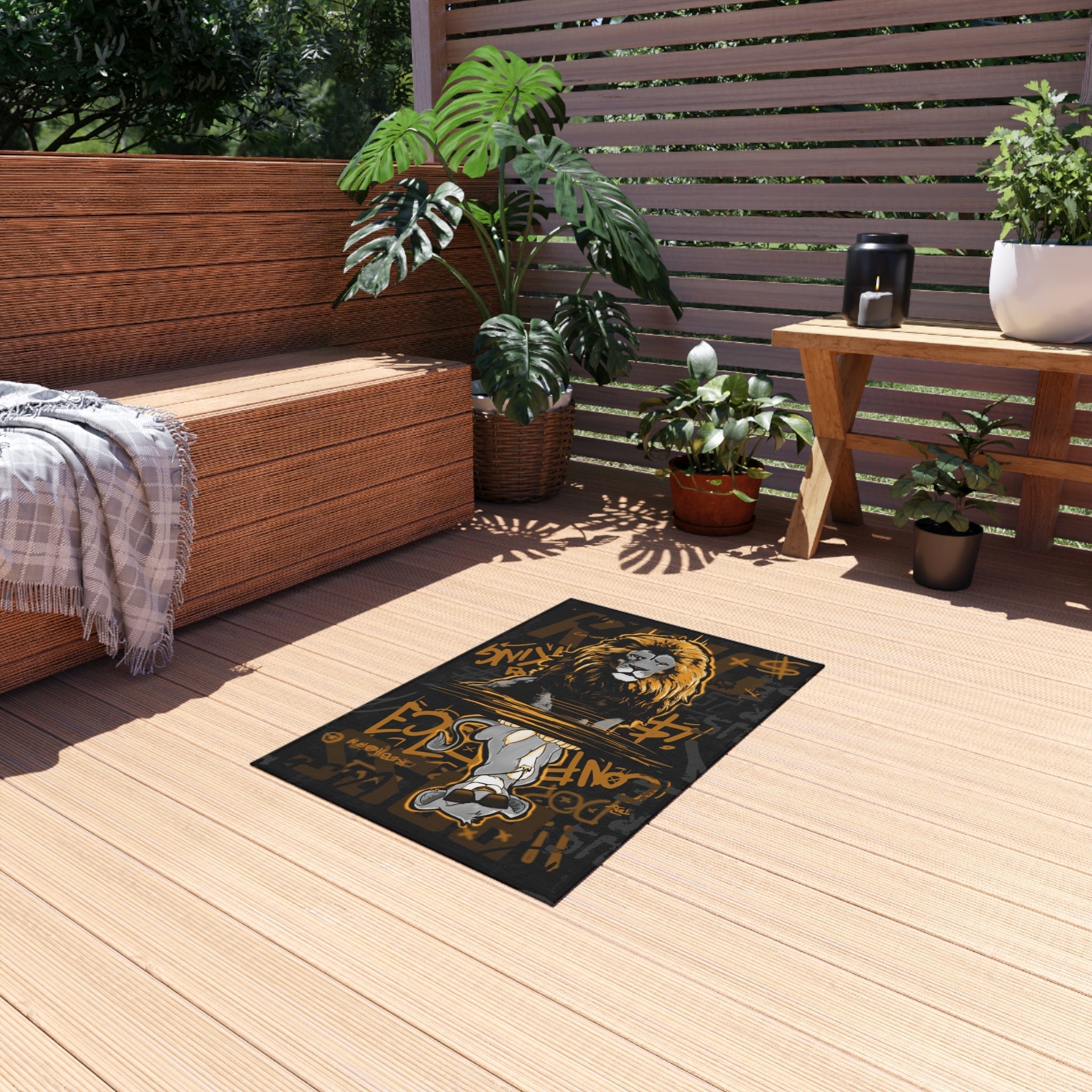 Confidence is King Black & Gold Motivational Rug