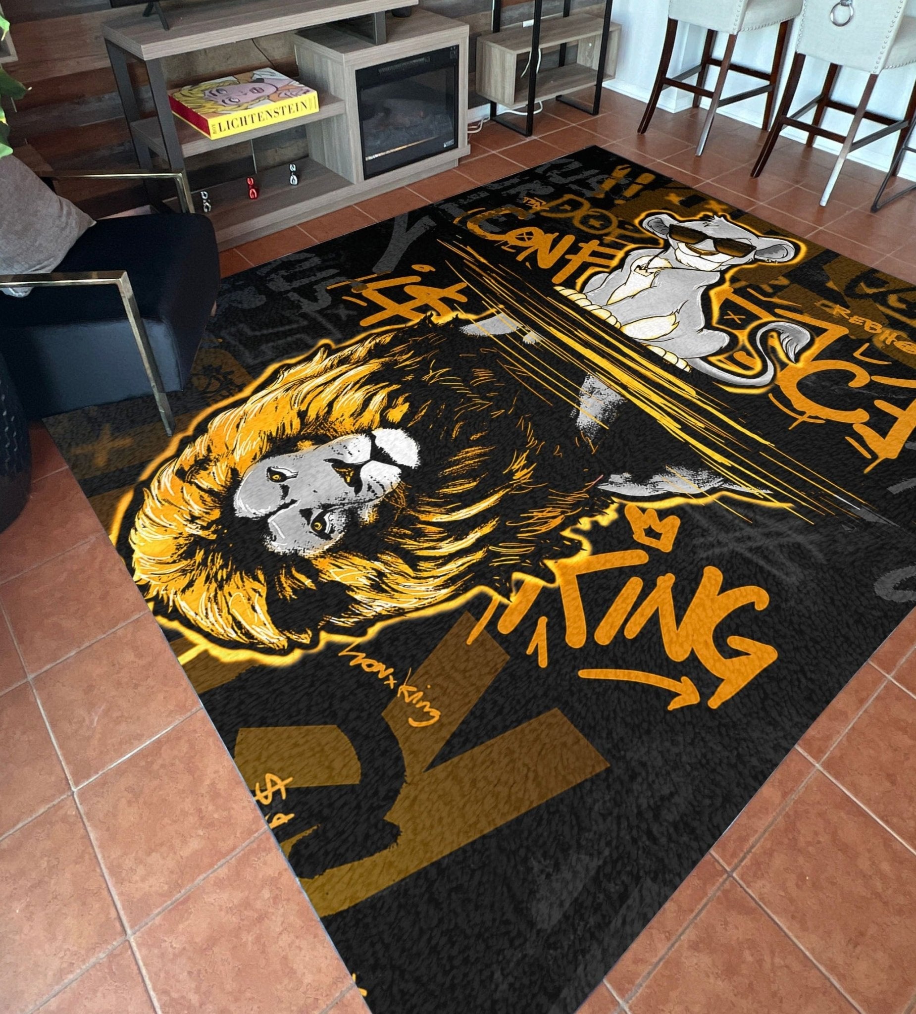 Confidence is King Black & Gold Motivational Rug
