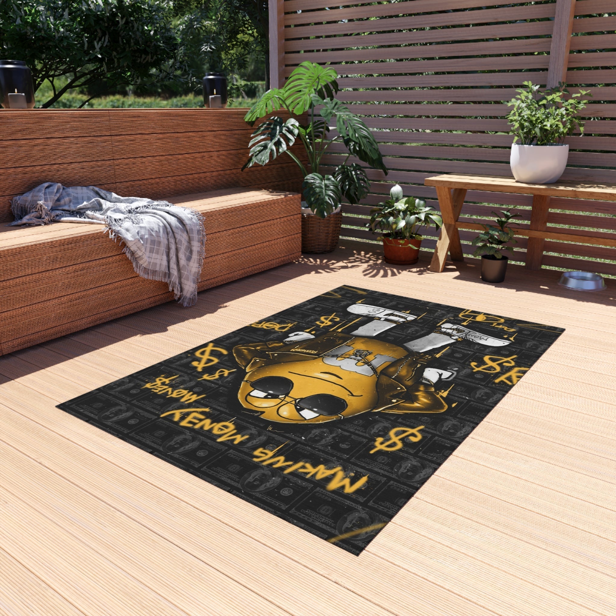 Making Money Moves Black & Yellow Motivational Rug